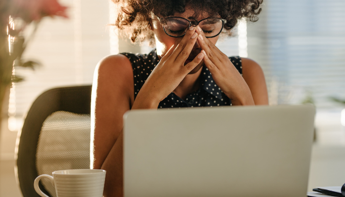 a lady frustrated with slow page loading